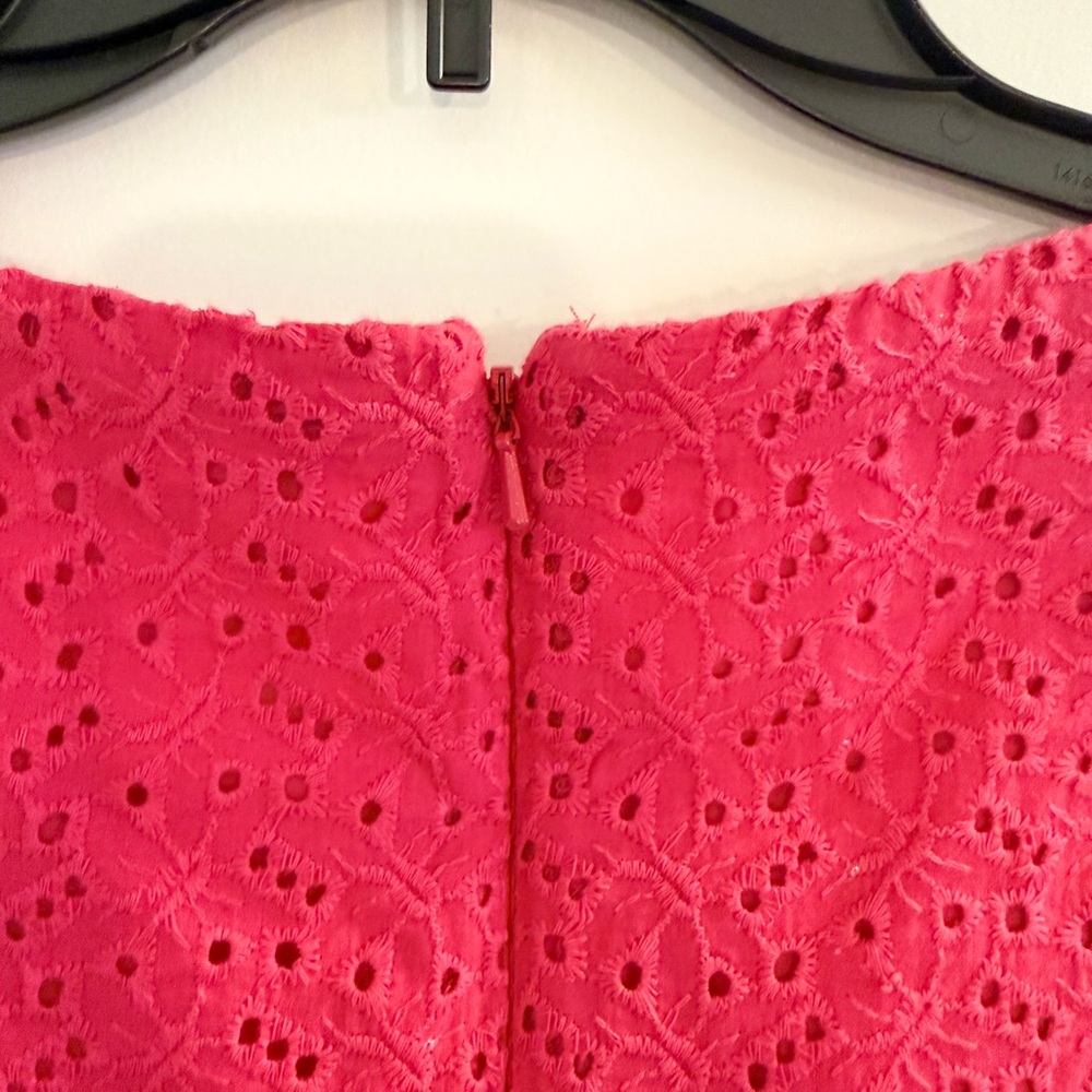 L.L. Bean Hot Pink Eyelet Fit and Flare Sleeveless Dress Size 6 - Picture 7 of 11